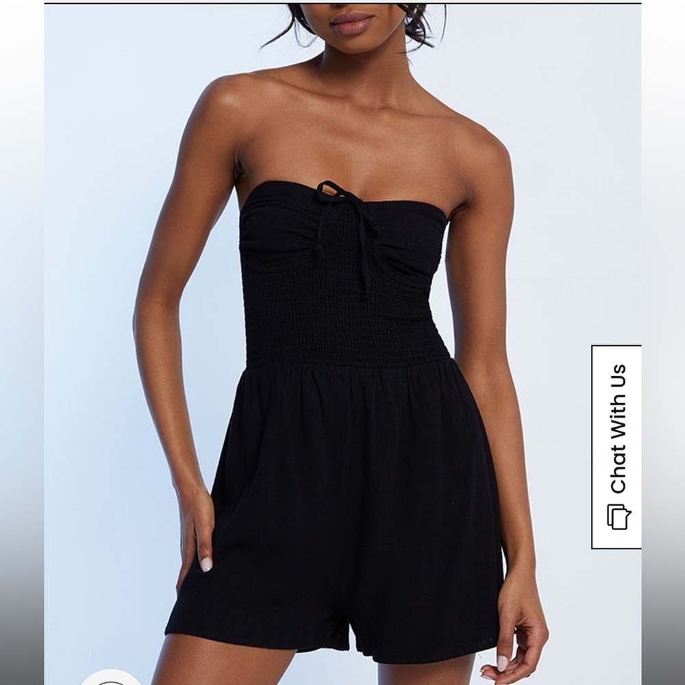 LA Hearts Strapless Smocked Bodice Romper size L
